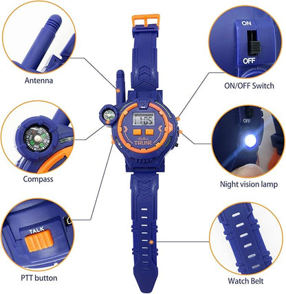 Rechargeable Walkie Talkie for Kids Two-Way Radio Walky Talky with Flashlight Children Outdoor Game Interphone Toy Game and Gifts for Boy and Girl Age 4 to 12 (Blue)