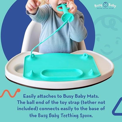 Busy Baby Teething Spoon - 2-in-1 Teether and Training Spoon for Self Feeding, Dishwasher Safe, BPA Free, Food Grade Silicone (Tan)