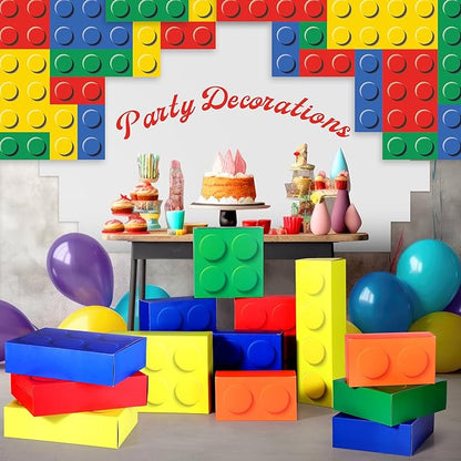 Zhanmai 7 Pcs Paper Building Blocks Boxes in 4 Size Mystery Party Stacking Props Brick Treat Gift Case for Birthday Game Favors Decorations Boys Girls