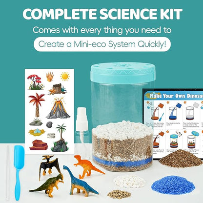 Light Up Dinosaur Terrarium Kit for Kids, Educational Science Kits STEM Projects,DIY Gardening Kit Arts Crafts Activity Creative Dinosaur Toys,Christmas Birthday Gifts for Boys Girls Ages 4 5 6 7 8-12