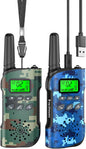 Walkie Talkies for Kids Rechargeable,Toys for Boys and Girls Ages 3-12, 2 Pack Long Range 2-Way Radios, Birthday Gifts,Christmas Stockings, Outdoor Play, Family Games, Hiking Camping Gear