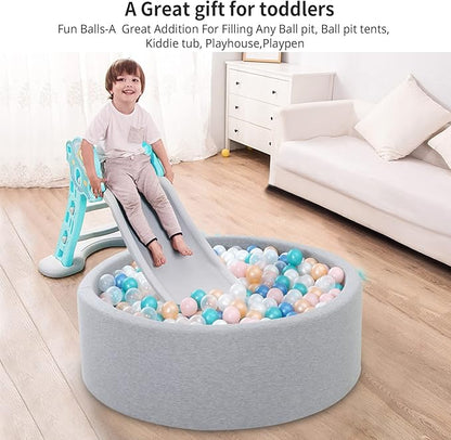 Ball Pit Balls Pack of 100 200 500 - Star and Round Set BPA Free Phthalate Free Non-Toxic Crush Proof Play Balls Soft Plastic Balls for Toddlers Baby Kids Birthday Pool Tent Party