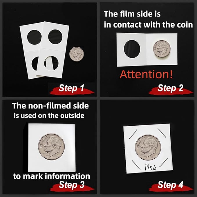 MUDOR Upgraded Premium Coin Flips for Nickel, 200 Pack Cardboard Coin Holder, Mylar Coin Flips 2x2, Paper Coin Holders