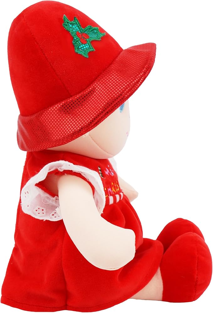 June Garden 12" Soft Dolly Emilia - Stuffed Soft Baby Boy Doll for Birth and Up - Christmas Special Edition