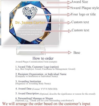 Custom Engraved Acrylic Employee Recognition Award – Personalized Appreciation Trophy for Corporate Excellence – Desk Display Plaque with Free Customization (Style #7)