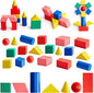 Deekin 70 Pcs Wood Geometric Solid Mini 3D Shapes for Teaching Classroom Manipulatives for Elementary School, Geometric Shapes 3D Block for Kid Geometry Math Kindergarten Preschool Learning (Geometry)