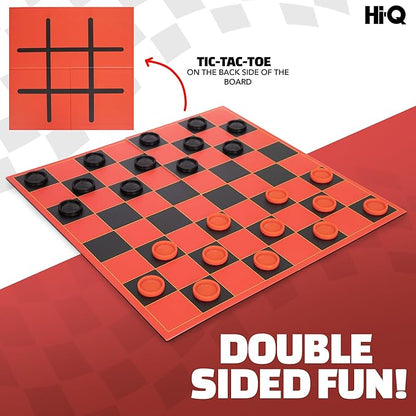 HI-Q Checkers & Tic-Tac-Toe Board Game for Kids: Unleash The Fun with Interlocking Pieces & Quality Game Board with Foldable Design