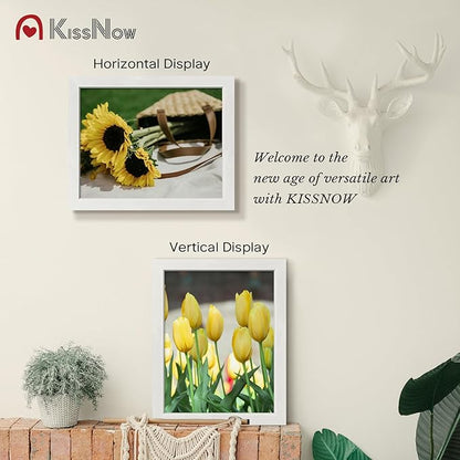 11x14 Picture Frame 2 Pack, White Solid Wood, Wall Gallery Poster Frame