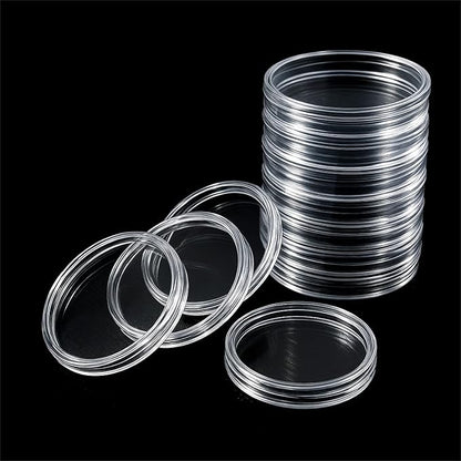 50 PCS 41mm Clear Plastic Coin Capsules with Coin Holder Case, Airtight Coin Holders, Coin Storage Containers, Coin Supplies Plastic Holders, Coin Protectors