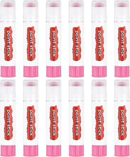 PATIKIL Tempera Paint Sticks, 12 Pcs Solid Tempera Paints Sticks Washable Bulk Markers Pen Quick Drying for Artists Beginners Art Supplies, Light Pink