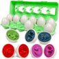 Skrtuan Easter Egg Toy for Toddlers - 12 Pcs Dinosaur Matching Eggs, Educational Gift for 1-3 Year Old Kids, Color & Shape Recognition Fine Motor Skill Montessori Puzzle