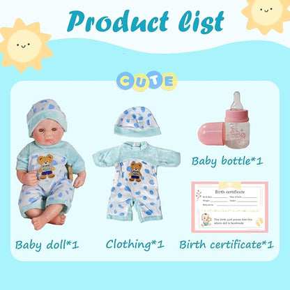 Reborn Baby Dolls Silicone Full Body 15.4in Weighted Real Life Open-Eyes Boy Dolls Lifelike Newborn Baby Soft Body Flexible Limbs Not Vinyl