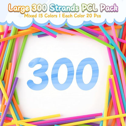 300 Pieces 3D Pen Refills Pack for 3Doodler Start+ Pen 15 Colors 2.5 mm Low Temperature 3D Pencil PCL Filaments Not Compatible with Other 3D Printing Pens