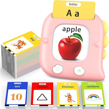 Kidzdo Dinosaur ABCs Learning Toys with 254 Words Talking Flash Cards, Birthday Present for 2 3 4 5 6 Years Old Girls, Pocket Speech Language Therapy Toys for Toddlers Ages 2-6, Pink
