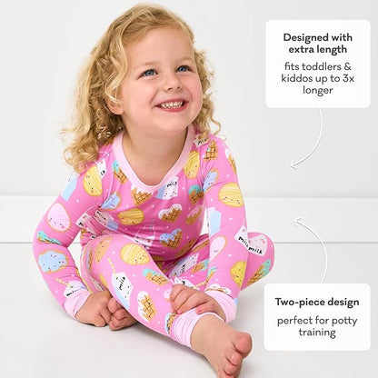 Little Sleepies Two-Piece Pajama Set for Boys & Girls, Soft Viscose from Bamboo Toddler Pajamas for Kids, Family Matching PJs