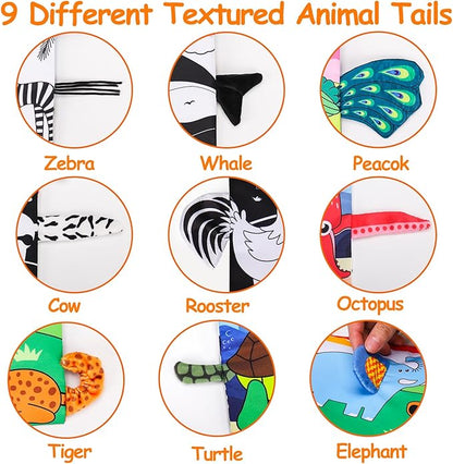 Baby Mirror Tummy Time Toys 0-6 Months with Crinkle Cloth Books Infant High Contrast Newborn Sensory Black and White Toy for 0-3 4 5 6 Months Must Haves Babies 3-6 6-12 Month Boy Girl