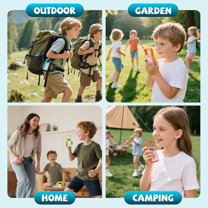 QUOLIX Kids Walkie Talkies 4 Pack Rechargeable with SOS Alarm/NOAA/VOX/Flashlight, Durable 1020mAh Battery Radios for 3-12 Year Old Boys Girls, Outdoor Camping Group Games Birthday Set