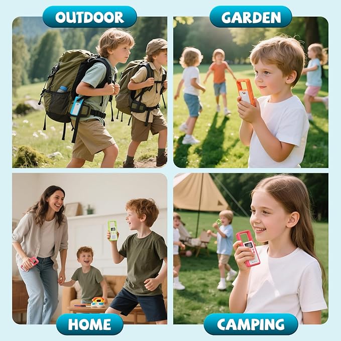QUOLIX Walkie Talkies for Kids 3 Pack Rechargeable with SOS/NOAA/VOX Hands-Free, Durable Kids Walkie Talkies for 3-12 Year Old Boys Girls, Outdoor Backyard Camping Trio Family Fun Birthday Gifts
