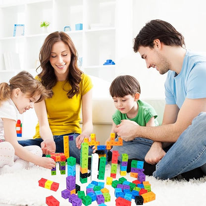 701 Pcs Math Learning Linking Cube with Storage Container Counting Cubes Plastic Colorful Counting Blocks Math Manipulatives Classroom Learning Supplies for Home School Educational(Blue)