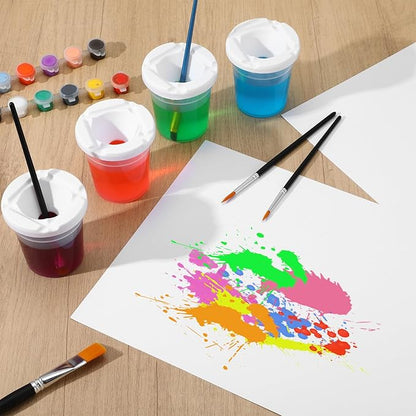 24 Packs No Spill Paint Cups with Lids for Painting Activities Reusable Spill Proof Paint Cups for Home Arts Crafts Supplies