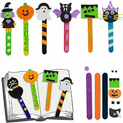 4E's Novelty Halloween Bookmark Craft for Kids - 12 Pack Bulk Kids Halloween Crafts Ages 4-8, 8-12 Halloween Activities for Kids Classroom 2025 Halloween Bookmarks, DIY Foam Halloween Craft Kit