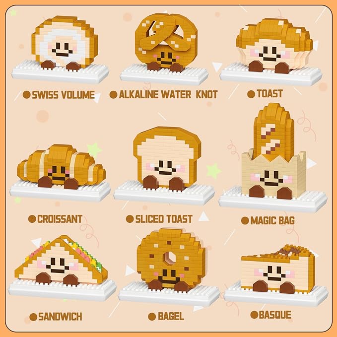 Nine Piece Set of Brain Building Blocks (9 Sets of Bread Building Blocks)