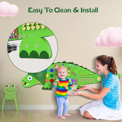 Activity Wall Panels Toys for Toddlers: Sensory Wall Toys Dinosaur Busy Board - Montessori Learning Activity Center Children's Daycare Nursery Playroom Essentials