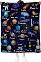 Space Alphabet Blanket, Space Themed Bedroom Decor, 50" X 60" Galaxy Blanket, Gifts for Kids, Planet Astronaut Gift for Boys Kids Birthday Christmas
