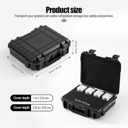 Graded Coin Slab Case Fits PCGS, NGC & More - Travel Holder Case for Storage, Transport, & Organization of Coin Collection/Customizable Pick & Pluck Foam