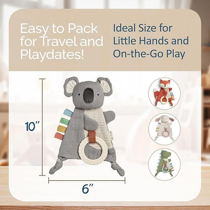 Itzy Ritzy - Bitzy Crinkle Sensory Toy Koala with Crinkle Sound for Babies & Toddlers - Features Soft Braided Teething Ring & Textured Ribbons, Designed for Ages 0 Months and Up, Koala