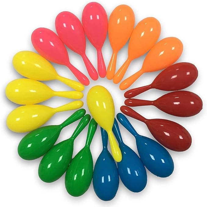 48pcs Mini Maracas for Kids Mexican Fiesta Party Favors Plastic Maraca Shakers Noisemaker for Cinco de Mayo Day of the Dead Fiesta Mexican Themed Birthday Christmas Party Supplies Favors Kids Gifts