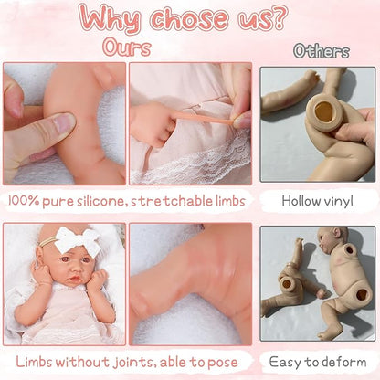 Reborn Baby Dolls Silicone Full Body 19.88in Weighted Real Life Open-Eyes Girl Dolls Lifelike Newborn Baby Soft Body Flexible Limbs Not Vinyl