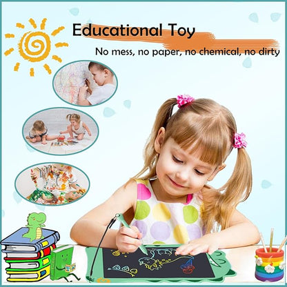 LCD Doodle Board Dinosaur Writing Tablet for Kids Toys, 8.5 Inch Colorful Todder Drawing Pad for Educational Learning Gift in Christmas Birthday Suitable for 3 4 5-8 Years Old Boys Girls (Green)