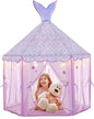 Princess Tent for Girls with Lights, Large Pretend Play Tent Castle w/Carry Bag & Stickers & Detachable Fishtail Top Indoor Outdoor, 67”x55” Ocean-Theme Kids Playhouse Gift for Toddler Age 3+
