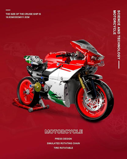 dOvOb Motorcycle V4 Model Building Blocks Set, 803 Pieces, 1:5 Scale, Compatible with Major Brands, Ages 12+
