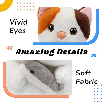 Hopearl Talking Kitty Repeats What You Say Cat with Fish Nodding Electric Interactive Animated Toy Speaking Plush Buddy Gifts for Toddlers, 7''