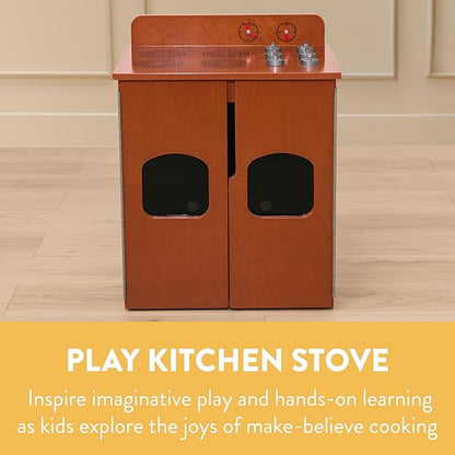 Chef's Station Kids Wooden Pretend Kitchen Stove, Play Kitchen, Dark Walnut