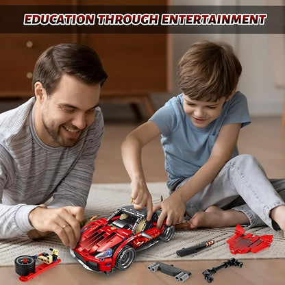 Remote Control Racing Car Building Kit, Compatible with Lego STEM Toys for Kids 2 in 1 Model Car Kit 425 PCS, Gifts Toys for Age 6-12 Years Old Kids Boys