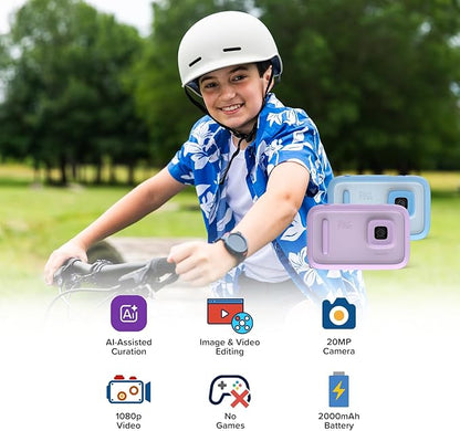 New AI Editor Camera for Kids myFirst Camera 50 Kids' Digital Camera 20MP Photos 1080P Video, Front & Selfie Lens Christmas Birthday Gifts for Boys & Girls Ages 4-15 Portable Travel Friendly (Purple)