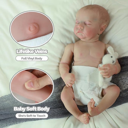 SCOM Realistic Reborn Baby Dolls - 18 Inch Real Life Baby Girl, Silicone Doll with Anatomically Correct, Lifelike Newborn Weighted Baby with Full Body Vinyl for Kids Age 3 4 5 6+ Gift
