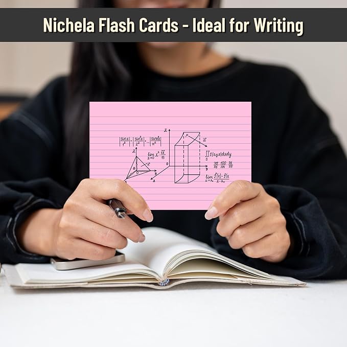 200 Pcs Index Cards 4 x 6 Inch Ruled Pink Index Cards, College Ruled Flash Cards for School, College, Office and Home Organization, Durable Study To Do List Note Cards with Ruled Lines, 5 Pack of 40