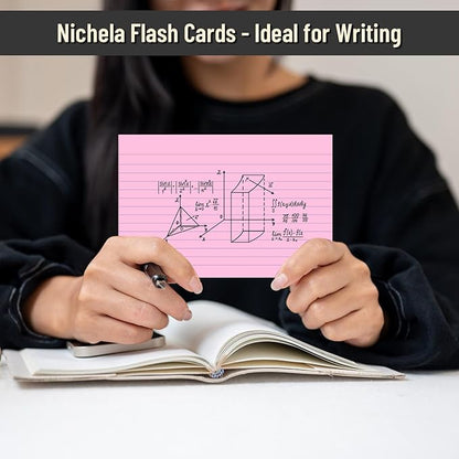 200 Pcs Index Cards 4 x 6 Inch Ruled Pink Index Cards, College Ruled Flash Cards for School, College, Office and Home Organization, Durable Study To Do List Note Cards with Ruled Lines, 5 Pack of 40