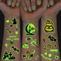 124 Pcs Halloween Temporary Tattoos Glow In Dark For Kids, Waterproof Glowing Luminous Fake Tattoo Stickers for Halloween Party, Jack-O-Lantern, Witch, Ghost Realistic Tattoo Sticker For Boy And Girls