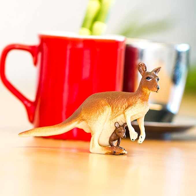 Safari Ltd. Kangaroo with Baby Figurine - Realistic 4" Hand-Painted Wildlife Toy - Educational Companion for Boys, Girls & Kids Ages 3+
