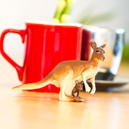 Safari Ltd. Kangaroo with Baby Figurine - Realistic 4" Hand-Painted Wildlife Toy - Educational Companion for Boys, Girls & Kids Ages 3+
