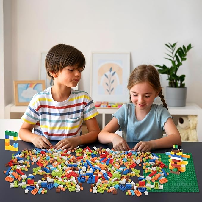 1600 PCS Building Bricks Set, Classic Bulk Building Blocks Compatible with All Major Brands, Includes 3 Baseplates, 53 Wheels Doors Windows Accessories, Creative STEM Construction Toy Gift for Kids