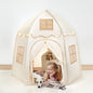 besrey Hexagonal Kids Play Tent, Large Children's Fort with Star Lights, Easy Setup for Indoor Outdoor Playhouse, Gift for Boys Girls, White