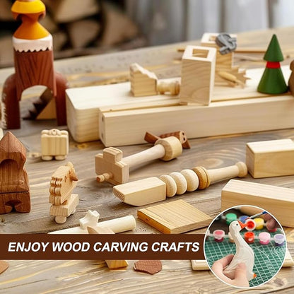 24Pcs Basswood Carving Blocks,3 Sizes Whittling Wood Basswood Blocks Wood Carving Kit for Beginners Kids and Adults