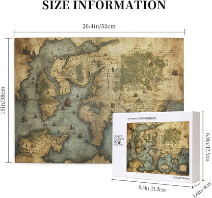 Cafemira 500 Pieces of Adult World map Wooden Jigsaw Puzzle,Relieve Stress and Enjoy The Fun of Solving Puzzles,Brain Challenge,Pleasure Both Body and Mind,Every Piece is Unique,
