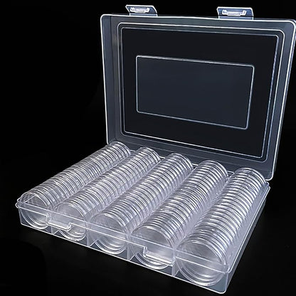 120 Pcs 30mm Coin Capsules Holder with Foam Gasket and Plastic Storage Organizer Box, 5 Sizes (17/20/25/27/30mm) Coins Collector Case Protector for Coin Collection Supplies
